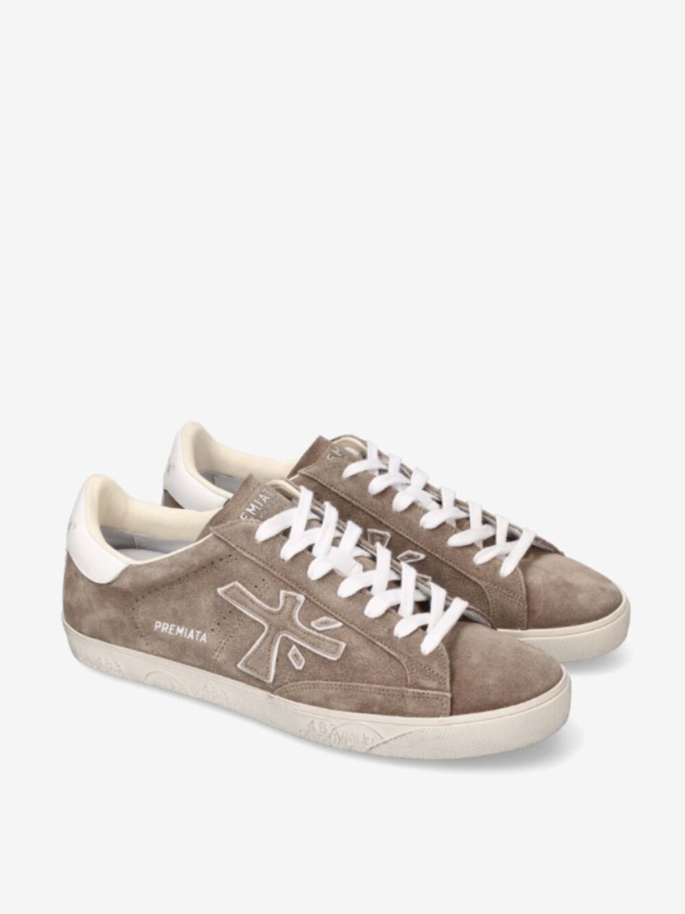 Premiata White Air 483 Suede Low Top Sneakers Taupe Gray